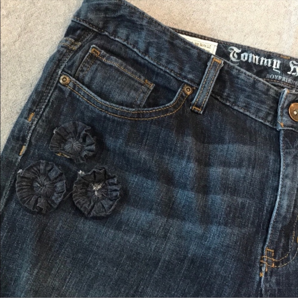 Custom Upcycled Tommy Hilfiger Denim Midi Skirt - Picture 3 of 7